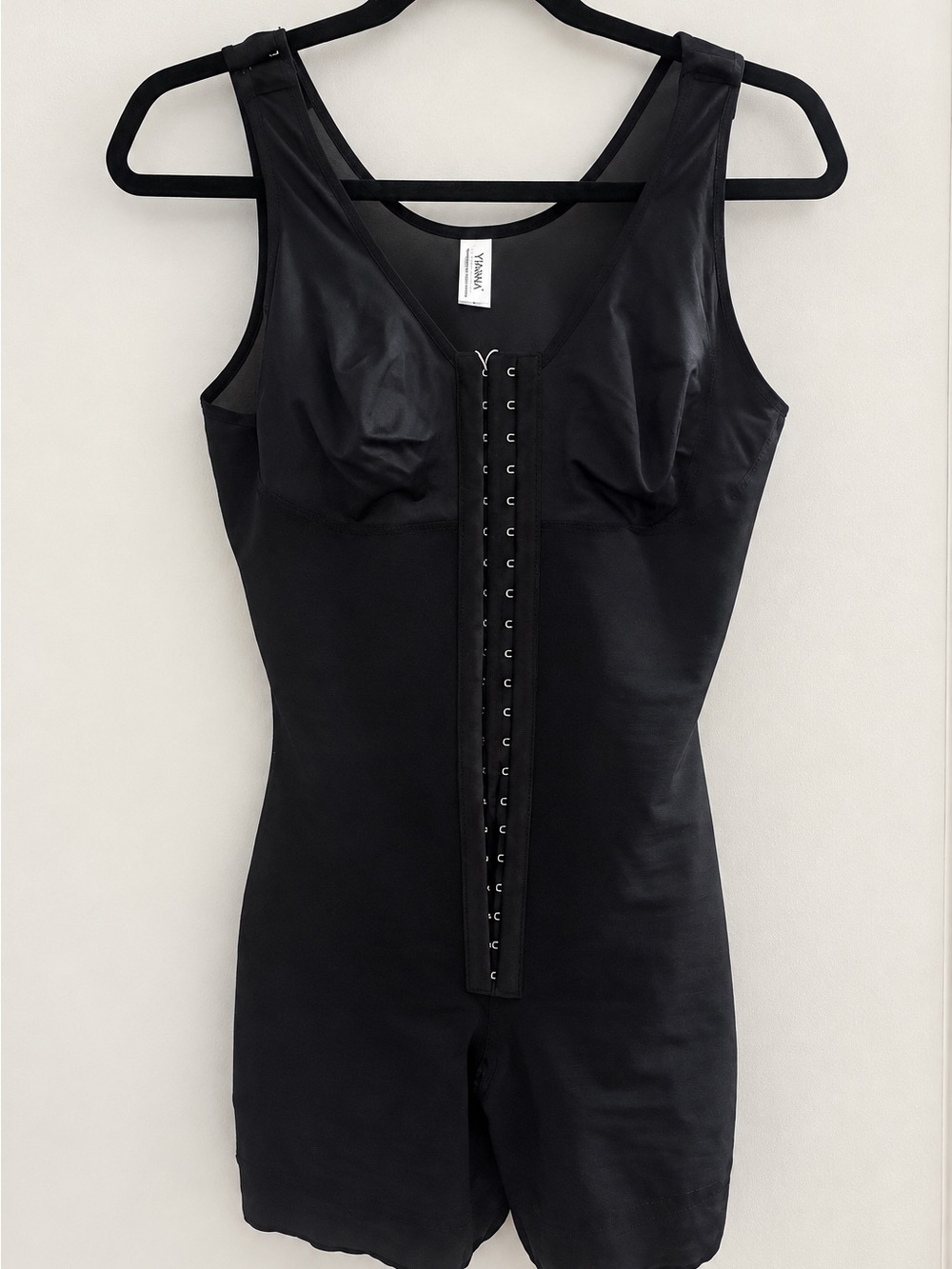 Shaping Full-Body Bodysuit with Front Hook Closure — Black